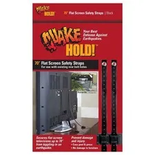 QuakeHOLD! 70" Flat Screen T Safety Straps, Nylon Anti-Tip Adhesive Straps, E...