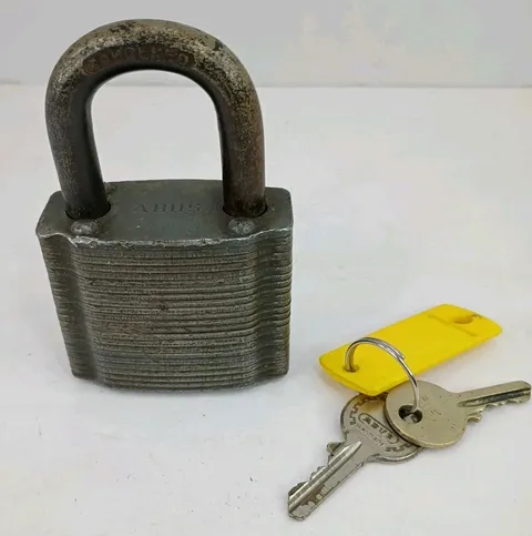 Vintage Abus #47 Padlock Made In Germany 60mm 2 Keys Hardened Tested Working 