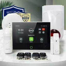 HOMSECUR Wireless WIFI 4G 2G Home 7" Alarm System Touch Screen+PIR+5*Door Sensor