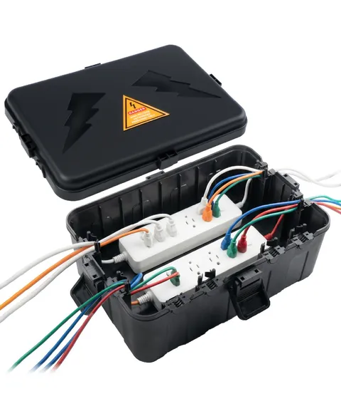 Bates- Large Outdoor Electrical Box, 12.5" x 8.5" x 5", Black, Black