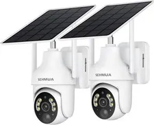 SEHMUA 2K Solar Security Cameras 2 Pack 360 PTZ WiFi