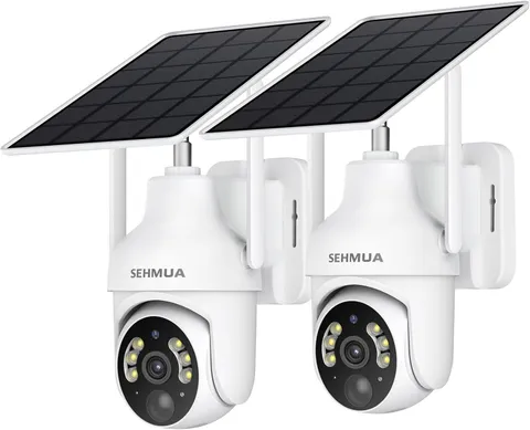SEHMUA 2K Solar Security Cameras 2 Pack 360 PTZ WiFi
