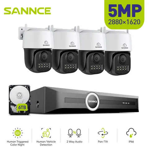 SANNCE 8CH NVR 3K PoE PT Security Camera System Color Night Vision AI Detection