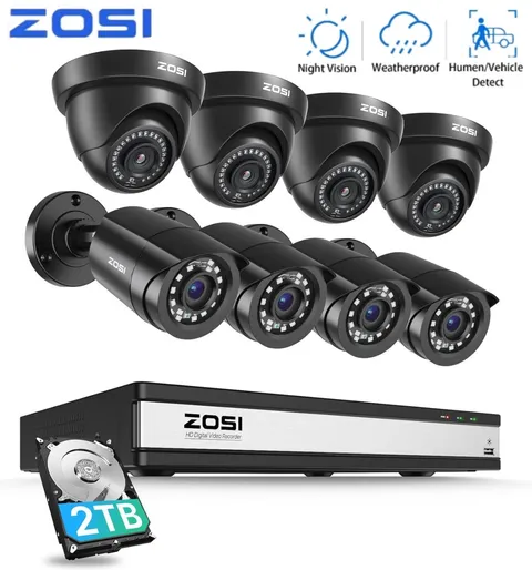 ZOSI 16CH 3K Lite CCTV DVR Home Security Camera System 8x1080P OutdoorCamera 2TB