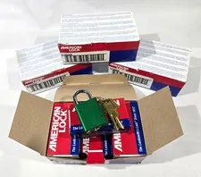 Four 6-PACKS American Lock Solid Aluminum Rectangular Padlock Green A1105GRN
