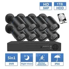 5MP Lite 4CH 8CH DVR CCTV Security Camera System Motion Detection IP66 24/7
