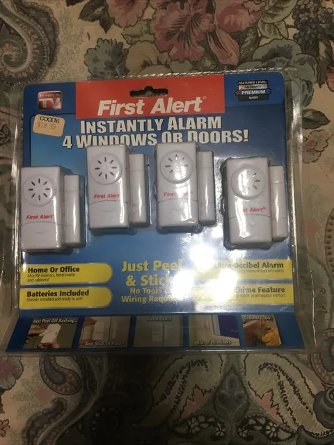 First Alert Instant Alarm For 4 Windows or Doors Peel and Stick As Seen on TV