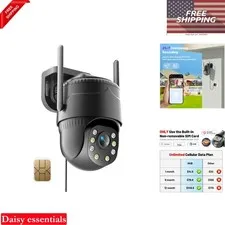 4G LTE Cellular Security Camera 2K Night Vision No WiFi Outdoor Indoor