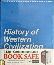 3 DIGIT COMBINATION LOCK BOOK SAFE / HISTORY OF WESTERN CIVILIZATION/NEW SEALED
