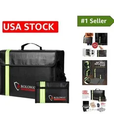 Sturdy Fireproof Document Bag with Adjustable Strap & Reflective Strip - 17x12
