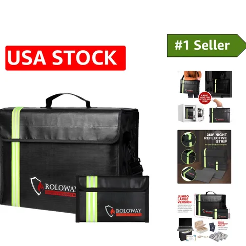 Sturdy Fireproof Document Bag with Adjustable Strap & Reflective Strip - 17x12