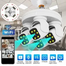 4 Lens Camaras De Seguridad Para Casa Oficinas E27 4K WIFI PTZ Vision Nocturna