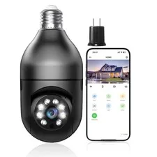 Light Bulb Security Camera Full Color Night Vision, 360° Motion Detection Aut...
