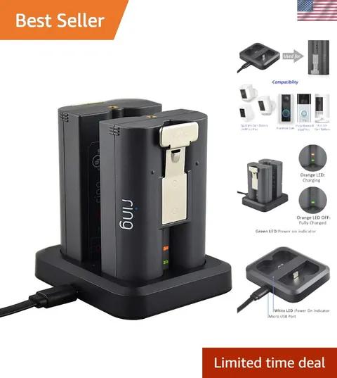 Battery Charger for Ring Rechargeable Battery,Dual Ring Battery Charger Stati...