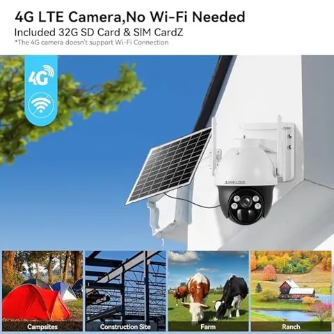 WHITE/BLACK - JUANCLOUD 4G LTE CELLULAR SOLAR OUTDOOR SECURITY CAMERA WIRELESS,
