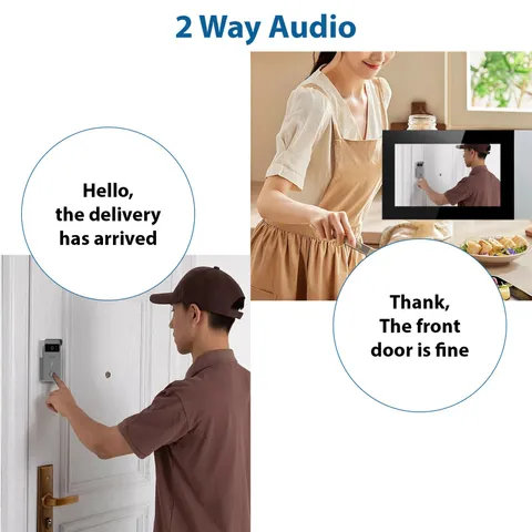 7 Inch Video Doorbell Intercom System With Touch Screen IR Night Vision Dual Way