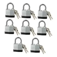 Lock, Laminated Steel Keyed Padlock, Keyed Alike Locks, Normal Pack of 8