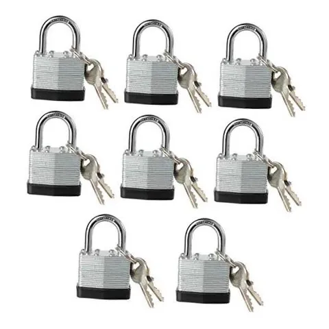 Lock, Laminated Steel Keyed Padlock, Keyed Alike Locks, Normal Pack of 8