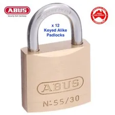 12 x  ABUS Keyed Alike Padlocks 55/30 30mm -Brass Bodied Padlock-FREE POST