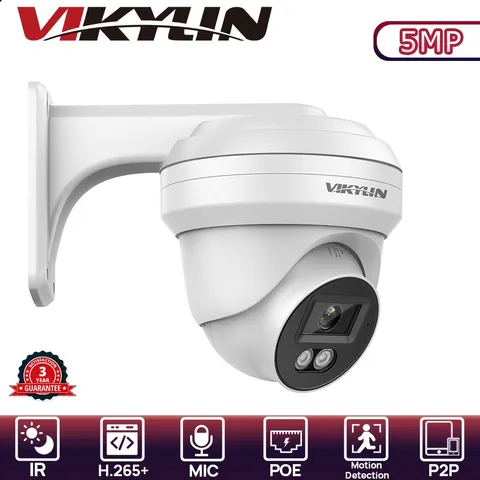 VIKYLIN NDAA Night Version 5MP POE Mini IP Camera Mount Wired Onvif Outdoor Lot
