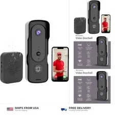 Wireless Doorbell Camera, 170° Ultra Wide Angle, Human Detection, 180 Days Ba...