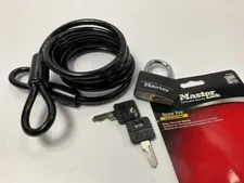 Master Lock 614DAT Braided Steel Loop Spare Tire Cable Lock Padlock With 2 Keys