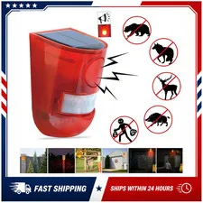 Solar Motion Sensor Alarm 110dB Siren Strobe Light ELESECUR