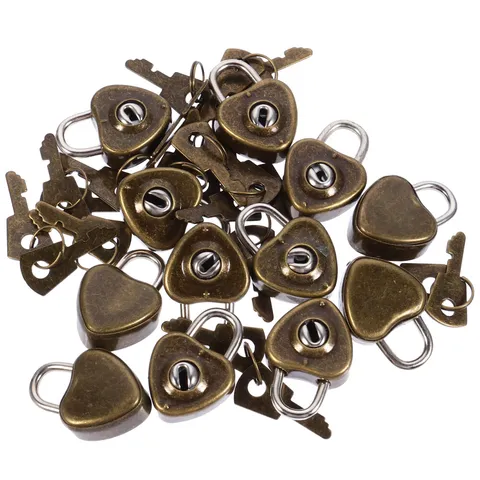 12pcs Heart Shape Keyed Padlock Mini Cabinet Lock Drawer Lock for Luggage