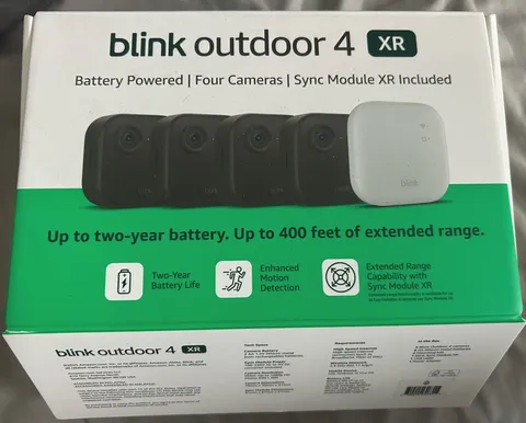 Blink Outdoor 4 XR Wireless Battery Camera System, 4 Cameras, Extended Range