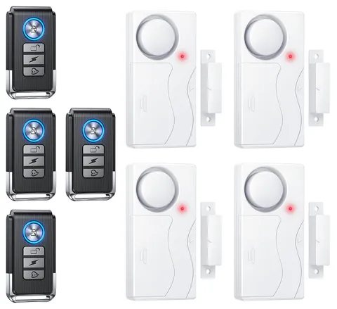 2 Alarm Set Combo Easy Pairing Magnetic Sensors with Remote Control 105dB Loud