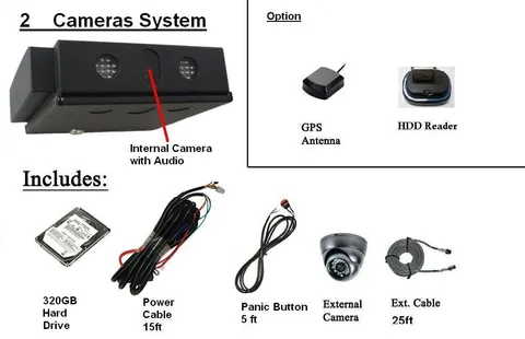 Mobile School Bus/Tours Bus Surveillance System + 2 Cameras + Heater+320GB
