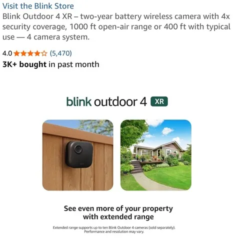 Blink Outdoor 4 XR Four Battery Powered Cameras w/Sync Module XR NEW