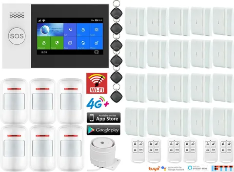 D41 Tuya APP WiFi 4G Wireless Wired DIY Home Security Alarm System+Alexa+Google