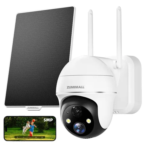 5MP Solar Security Cameras Wireless Outdoor, Solar Powered Cameras for Home S...