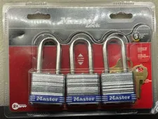 Master Lock Laminated Steel Pin Tumbler Padlocks 3TRILF 1.5", 3 Pack Keyed Alike