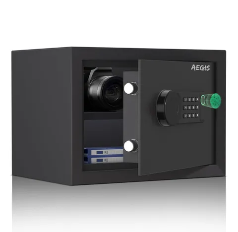 AEGIS Small Safe Box with Programmable Digital Keypad, Money Safe Lock Box fo...