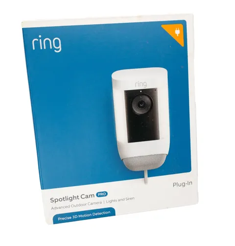 Ring Spotlight Cam Pro Wired 1080p White Plug-In Outdoor Lights Siren SEALED