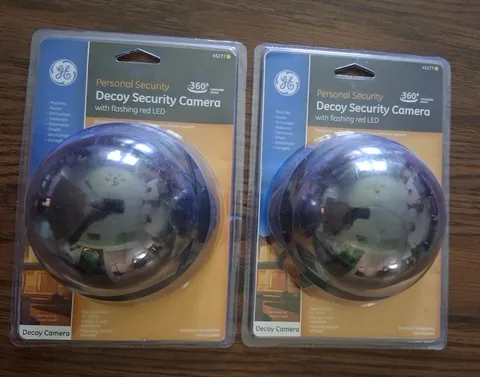Lot of 2 GE 45277 Decoy Security Camera Flashing Red LED 360° Rotatable Dome