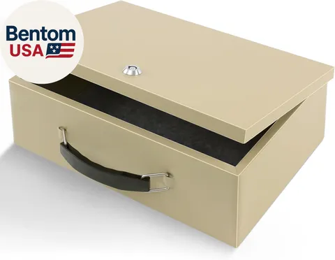 Portable Fire Safe Box with Key Lock, 13.2”X 11”X 5.1'', Fire Resistant Metal St