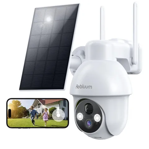 2K Solar Security Cameras Wireless Outdoor, 360°PTZ Outdoor Camera
