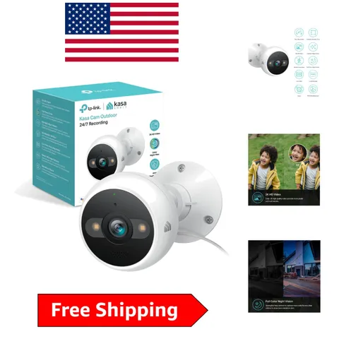 Kasa 2K+ Outdoor Wired Security Camera - Waterproof, Night Vision & 2-Way Audio