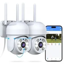 OOSSXX (2026 New) 2 Pack Outdoor WiFi Security 2 Pack, Color Night Vision