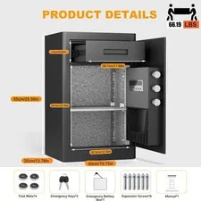 Extra Large Security Safe Fingerprint Lock Adjustable Shelf Dual Alarm