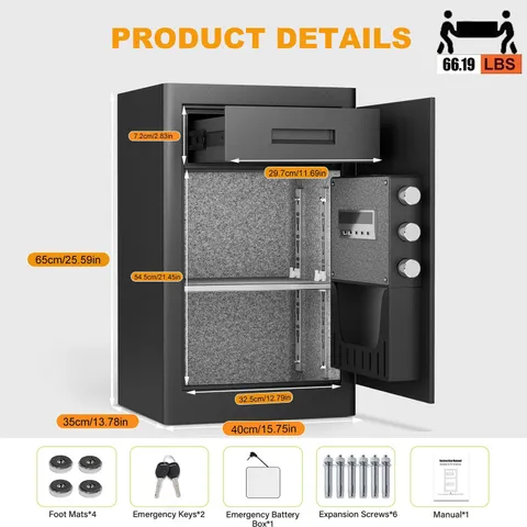 Extra Large Security Safe Fingerprint Lock Adjustable Shelf Dual Alarm