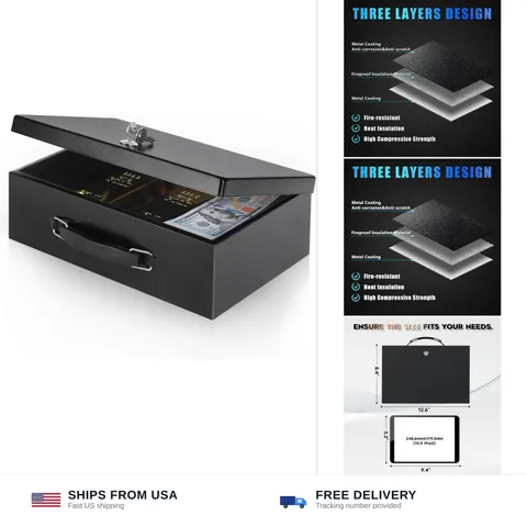xydled Fire Resistant Safe Fire Safe Box with Key Lock for Home Office Securi...