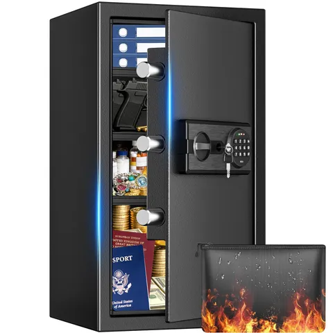 5.2 Cuft Large Home Safe Water and Fireproof with Digital Keypad & Key Lock, ...