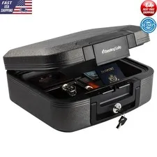 Fire Water Resistant Security Safe Portable Key Lock Valuables Documents Home