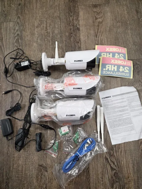Lorex LWU3620-C 720p HD Weatherproof Wireless Cameras NEW Set of 3 + Stickers