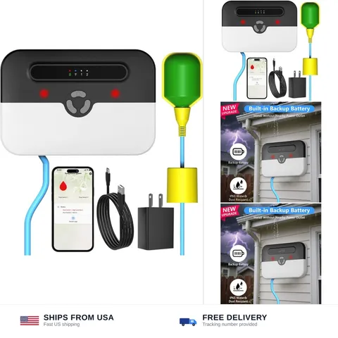 Sump Pump Alarm,Smart WiFi High/Low Water Level Alarm with Backup Battery, Fr...