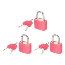 3 Pcs Padlock with Keys Shackle Waterproof Keyed Locks Pink